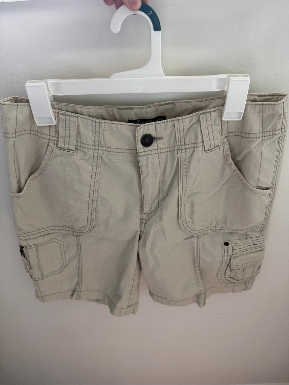 Vintage Eddie Bauer Cargo Shorts Khaki 100% Cotton Utility Hiking Women’s Size 8